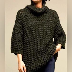 Plenty by Tracy Reese Wool/Alpaca  Green Chunky Funnel Neck Sweater Size Small
